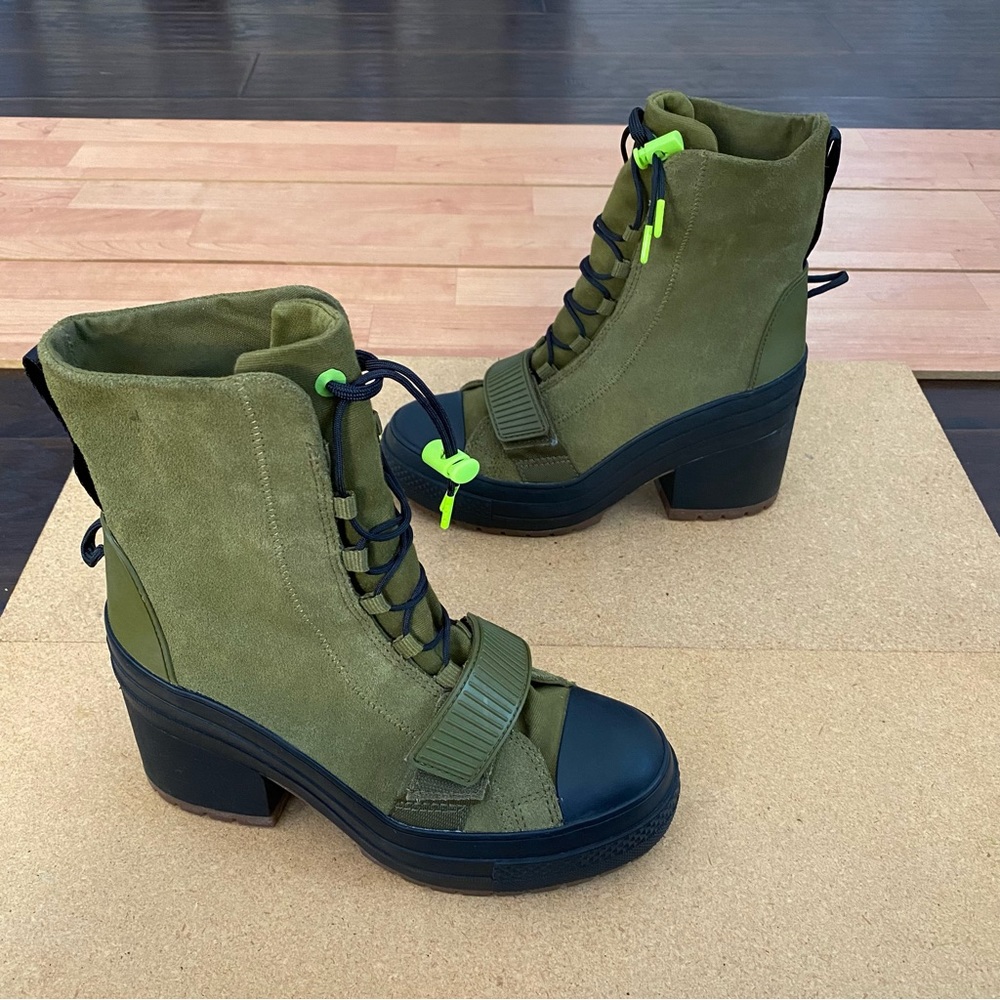 P Converse Chuck Taylor All Star Women's Green Heeled Boots Size 7